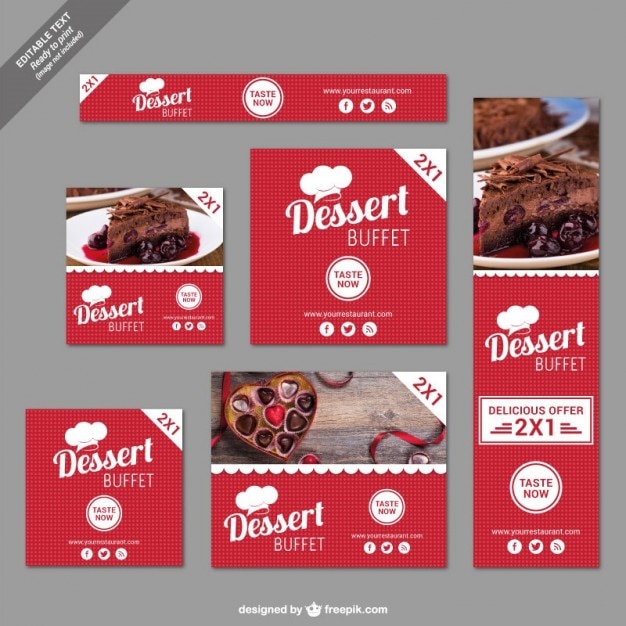 Kostenloser Vektor dessertbuffet rabatt banner