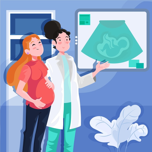 Detaillierte dia internacional de la geburtshilfe y la embarazada illustration