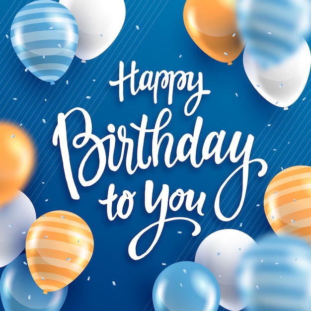Detaillierte Geburtstagsbeschriftung mit Luftballons