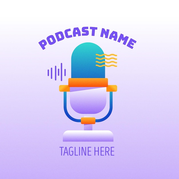 Detaillierte logo-vorlage für den podcast-namen