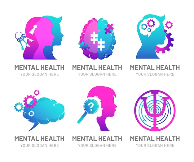 Kostenloser Vektor detaillierte logos für psychische gesundheit