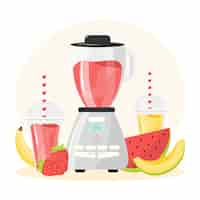 Kostenloser Vektor detaillierte smoothies in der mixerglasillustration