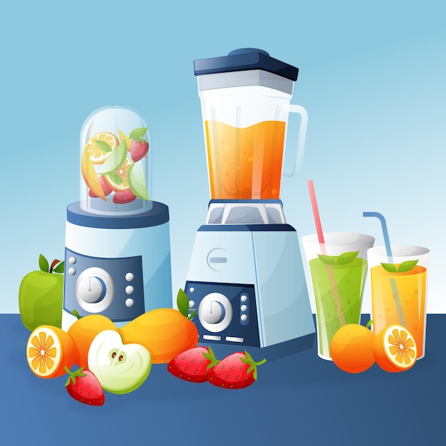 Detaillierte Smoothies in der Mixerglasillustration