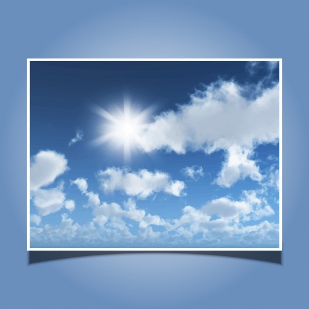 Detaillierte vektor-hintergrund von einem sonnigen blauen himmel mit wolken