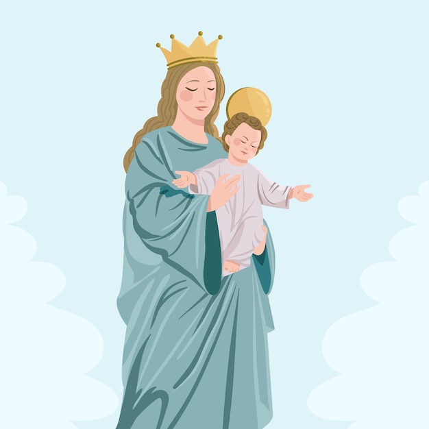 Detaillierte virgen del carmen illustration