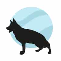Kostenloser Vektor deutsche schäferhund-silhouette im flachen design