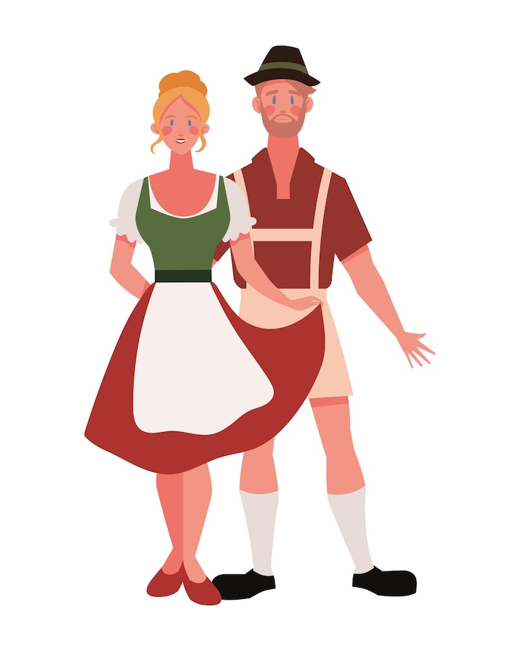 Kostenlose Vektor deutsches paar charakterillustration isoliert