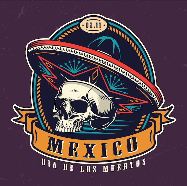 Dia de los muertos vintage emblem