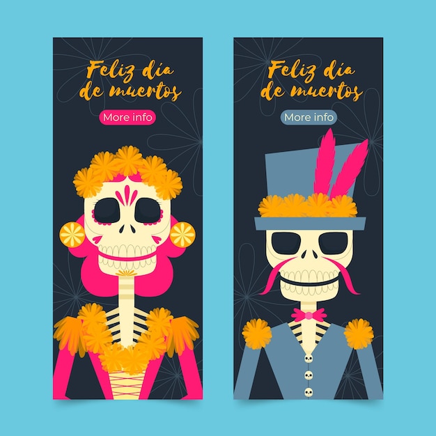 Kostenloser Vektor día de muertos banner in flachem design