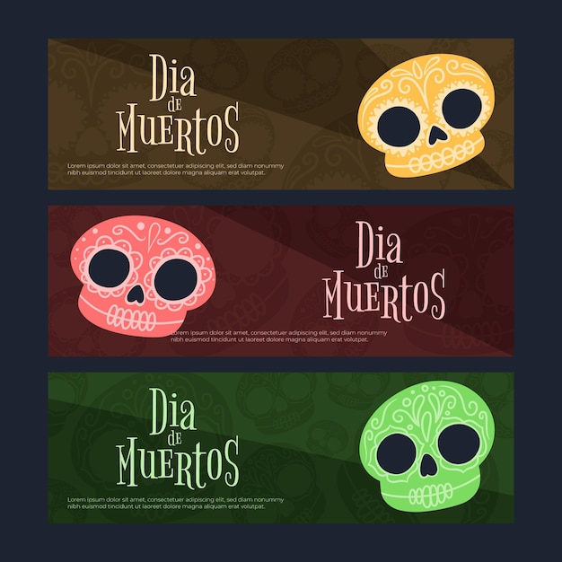 Día de muertos banner in flachem design