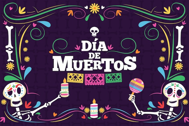 Dia de muertos hintergrund im flachen design