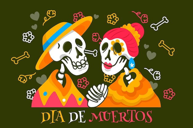 Dia de muertos hintergrund im flachen design