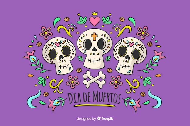 Dia de muertos konzept in der hand gezeichnet