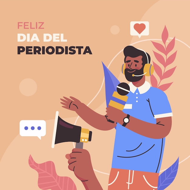 Dia del periodista handgezeichnete flache illustration