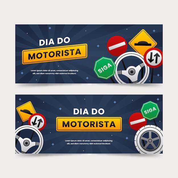 Kostenloser Vektor dia do motorista banner gesetzt