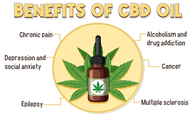 Kostenloser Vektor diagramm der vorteile von cbd für die körperliche gesundheit