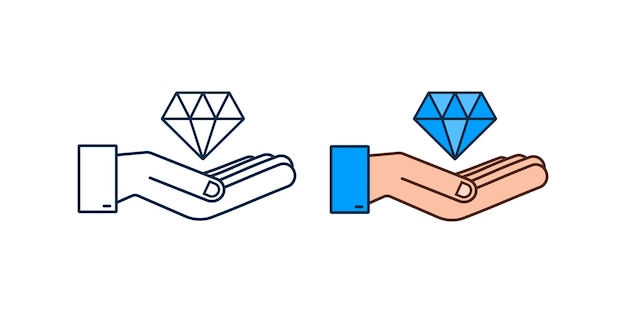 Diamant mit handsymbol-design diamant mit handsymbol in trendigem, flachem design