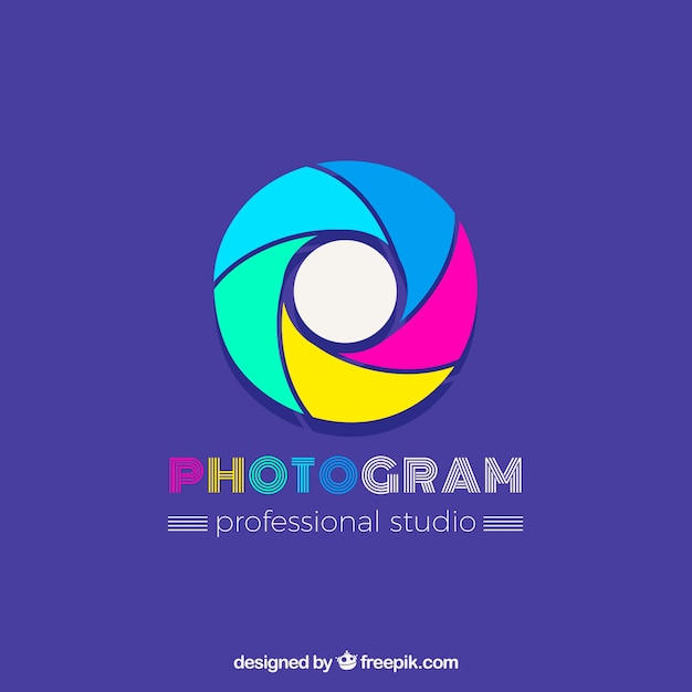 Kostenloser Vektor diaphragma-fotografie-logo in farben