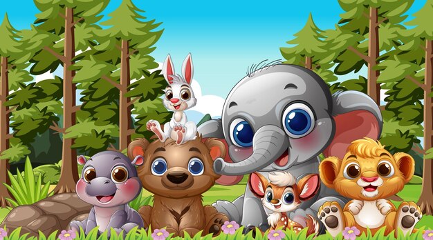 Die Adorable Forest Animal Friends versammeln sich
