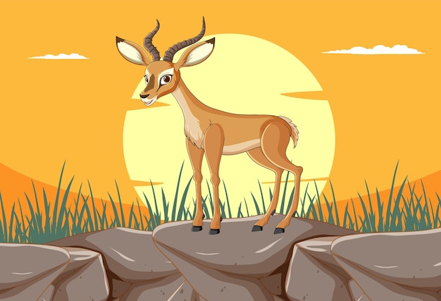 Kostenloser Vektor die anmutige gazelle beim sonnenuntergang