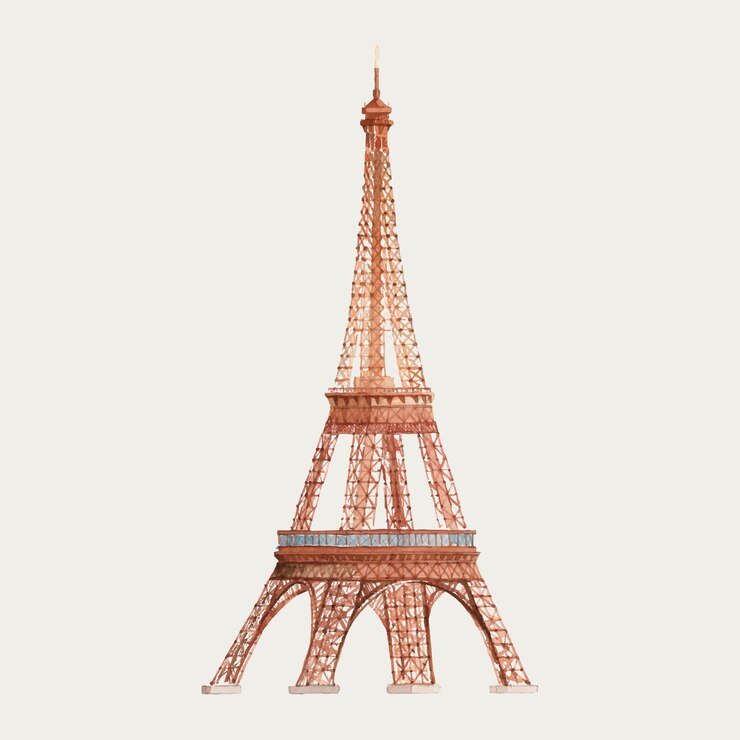 Kostenlose Vektor die aquarell-illustration des eiffelturms in frankreich