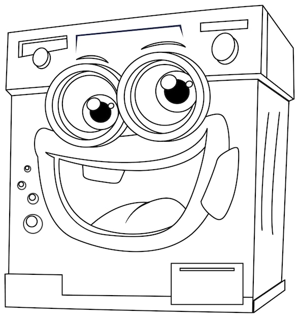 Kostenloser Vektor die happy cartoon-illustration der waschmaschine