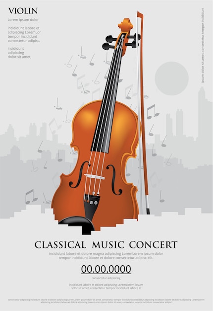 Kostenloser Vektor die klassische musik-konzept-plakat-geigenillustration