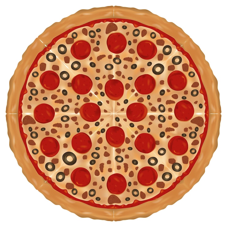 Kostenlose Vektor die köstliche pepperoni- und olivenpizza