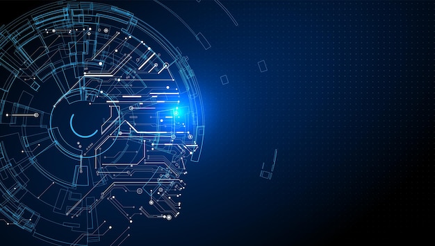 Die kombination aus schaltung und kopfform, künstlicher intelligenz, der moral der elektronischen weltillustration.