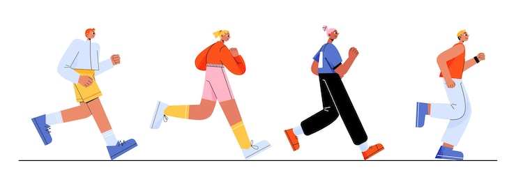 Kostenlose Vektor die leute laufen im reihenmarathon beim joggen