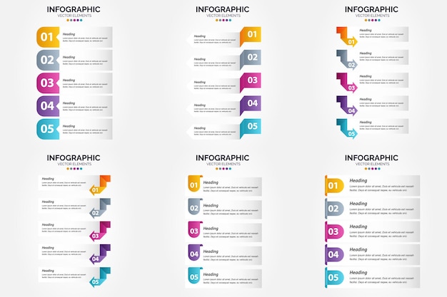 Diese reihe von vektor-infografiken eignet sich hervorragend, um ihr unternehmen in broschüren, flyern und zeitschriften zu bewerben