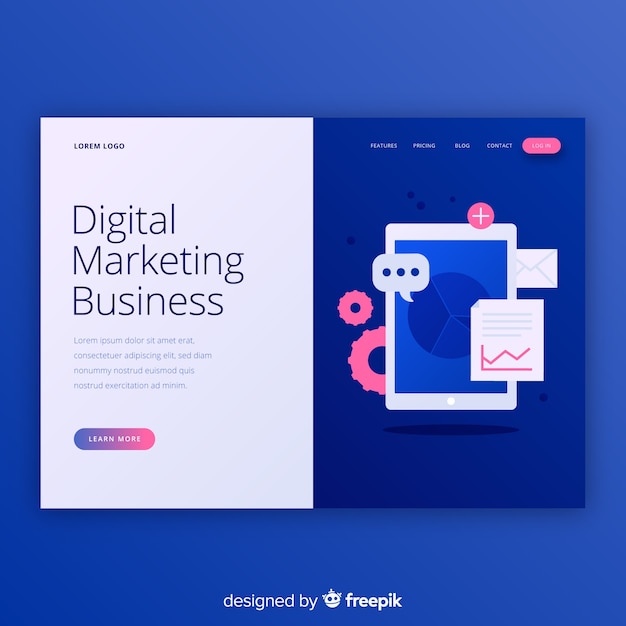 Kostenloser Vektor digital marketing-landing-page-vorlage