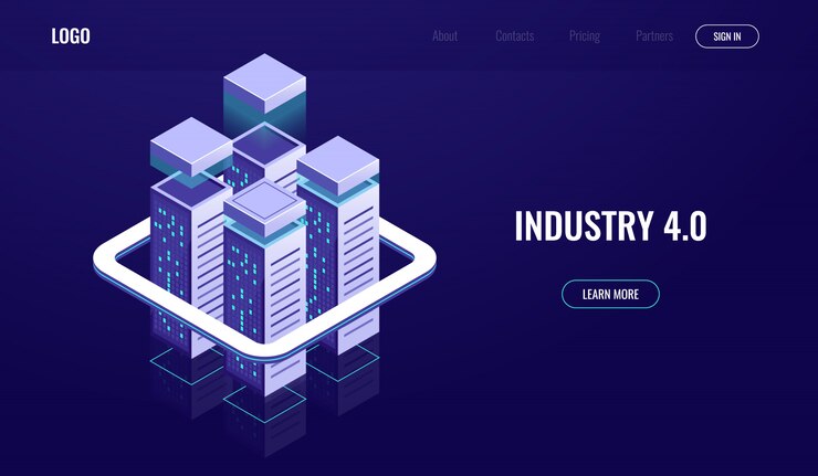 Kostenlose Vektor digitale stadt, isometrische stadt, wolkenkratzer, cloud computing, cloud-datenspeicherung