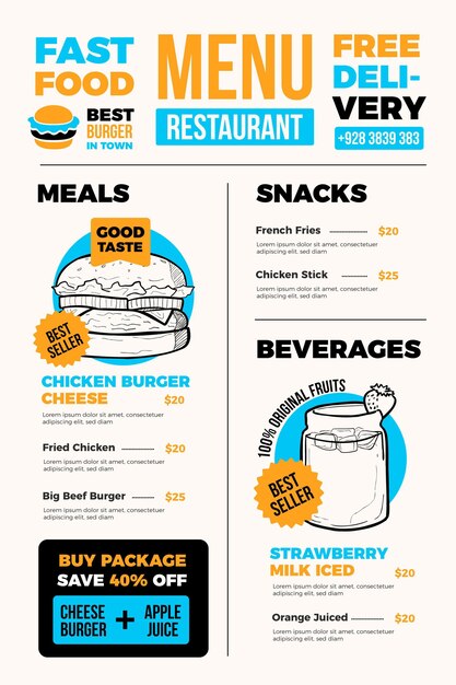 Digitales Fast-Food-Restaurantmenü