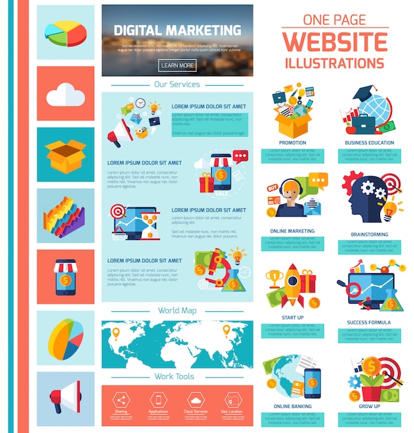 Kostenloser Vektor digitales marketing infografiken