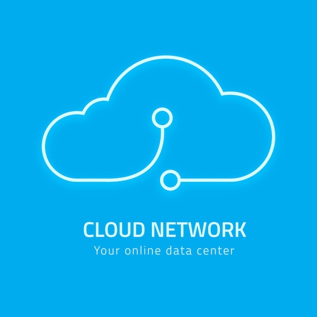 Digitales Netzwerksystem mit blauem Neon-Cloud-Logo logo