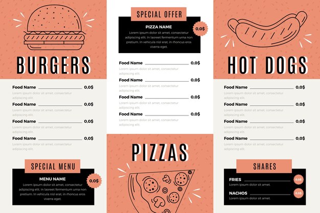 Digitales Restaurantmenü im Querformat
