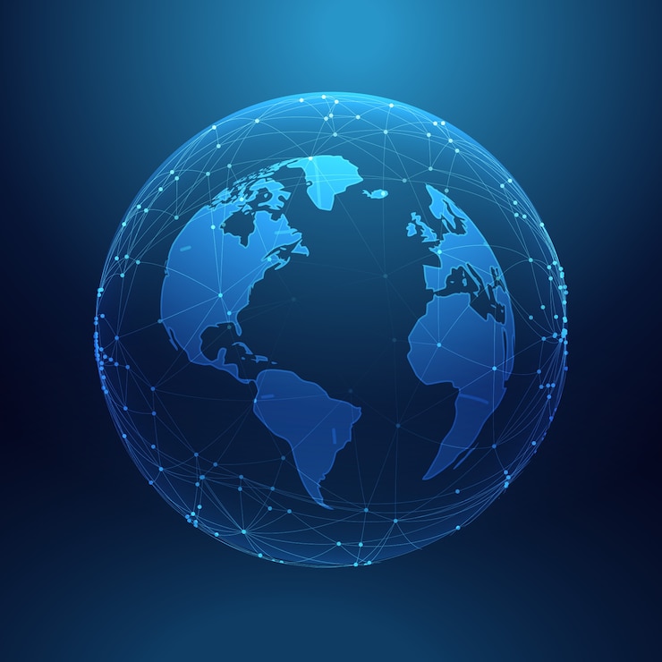 Kostenlose Vektor digitaltechnik planeten erde in netzleitungen array