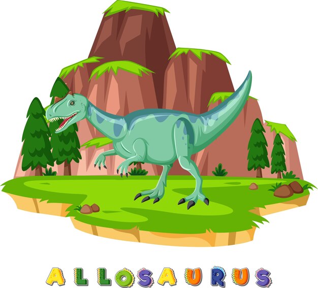 Dinosaurier-Wortkarte für Allosaurus