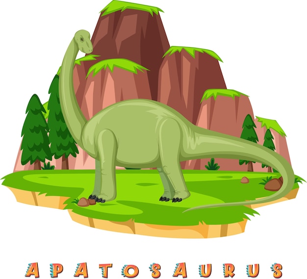 Kostenloser Vektor dinosaurier-wortkarte für apatosaurus