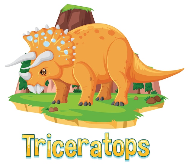 Kostenloser Vektor dinosaurier-wortkarte für triceratops