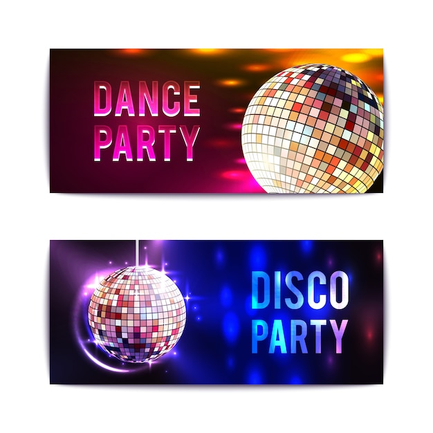 Kostenloser Vektor disco party banner horizontal