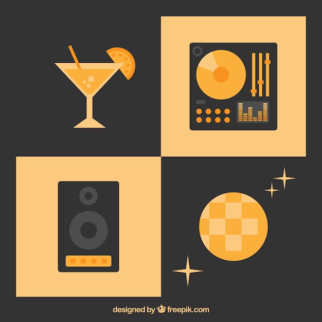 Kostenloser Vektor disco party icons