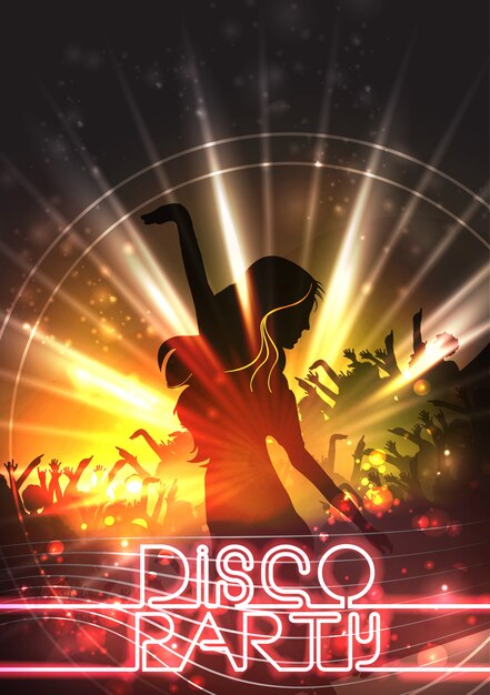 Disco-Party mit Mädchen Poster Design