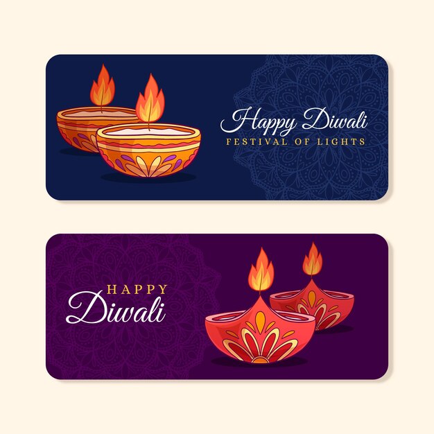 Kostenloser Vektor diwali banner konzept