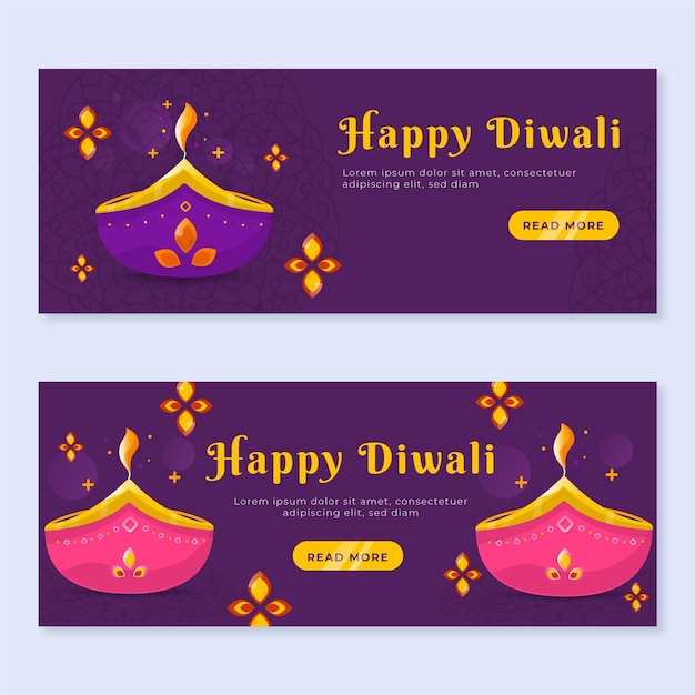 Kostenloser Vektor diwali banner packen