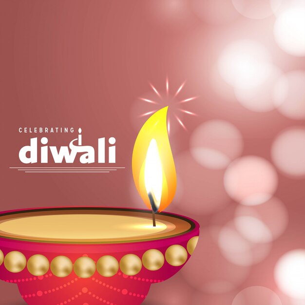Diwali-Design mit rosa Hintergrund und Typografievektor