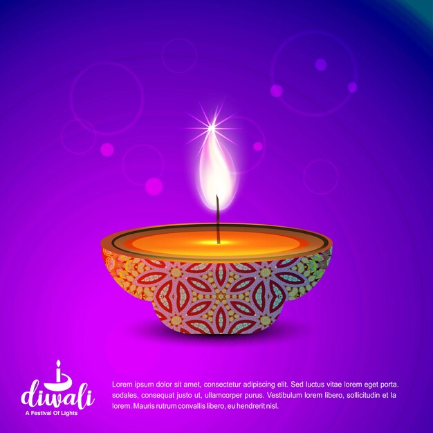 Diwali-Design mit rosa Hintergrund und Typografievektor