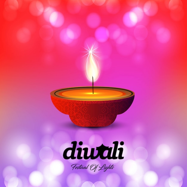 Diwali-Design mit rosa Hintergrund und Typografievektor