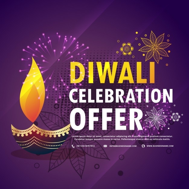 Diwali feier angebot mit diya auf lila hintergrund